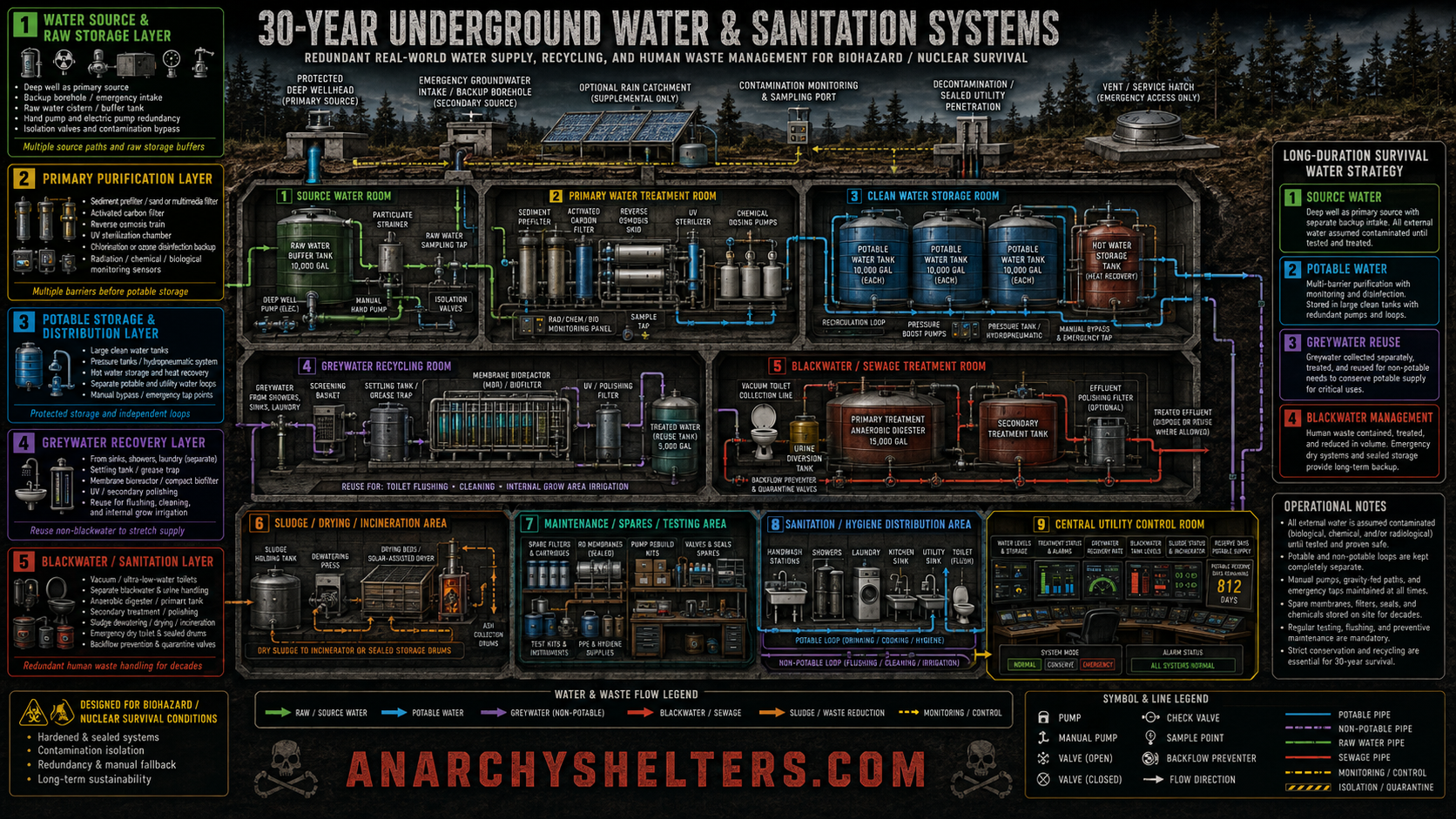 Multi-Site Compound Communications Topology schematic for Anarchy Shelters planning content