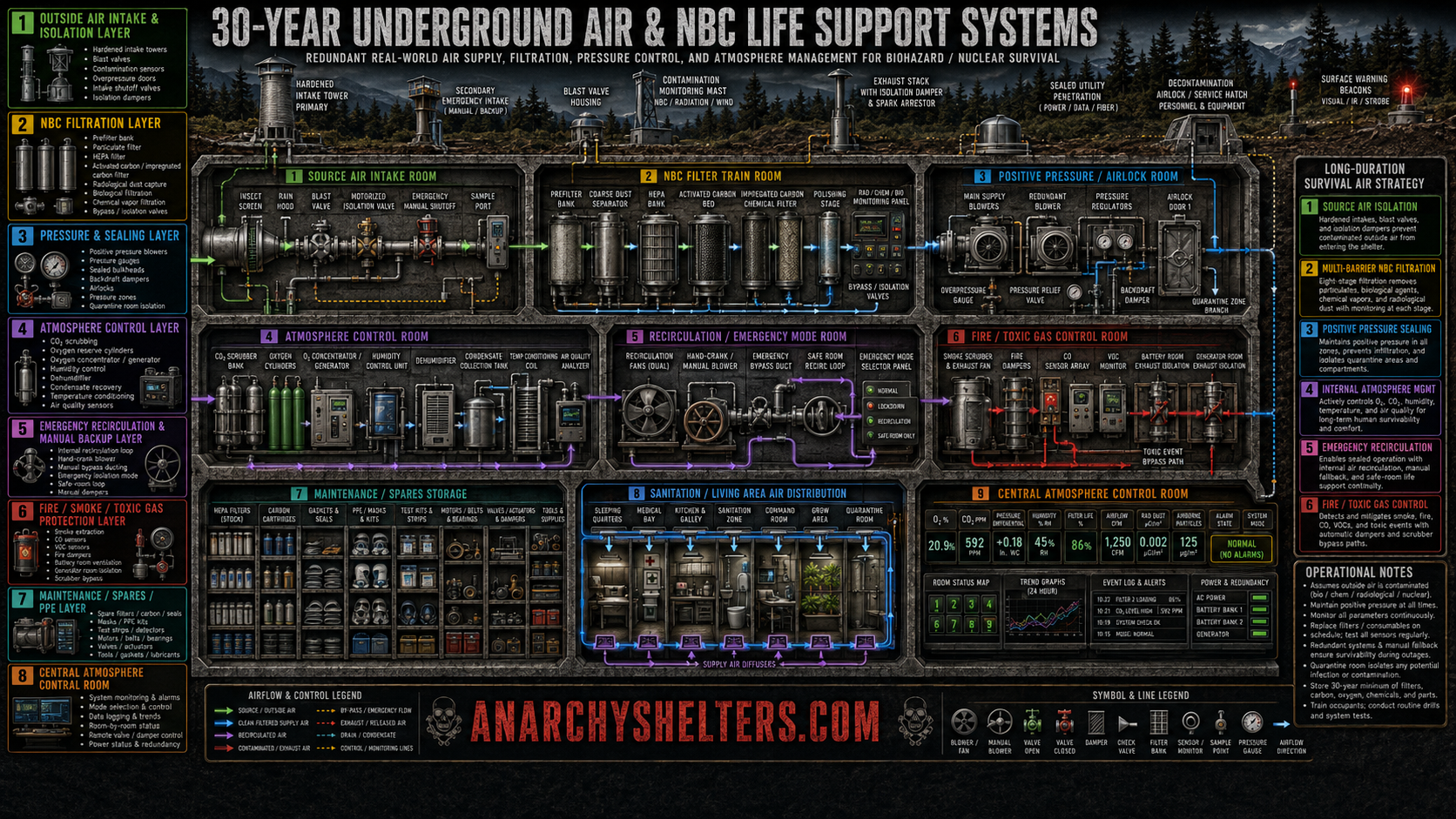 Shelter Ventilation and Condensation Flow Diagram schematic for Anarchy Shelters planning content